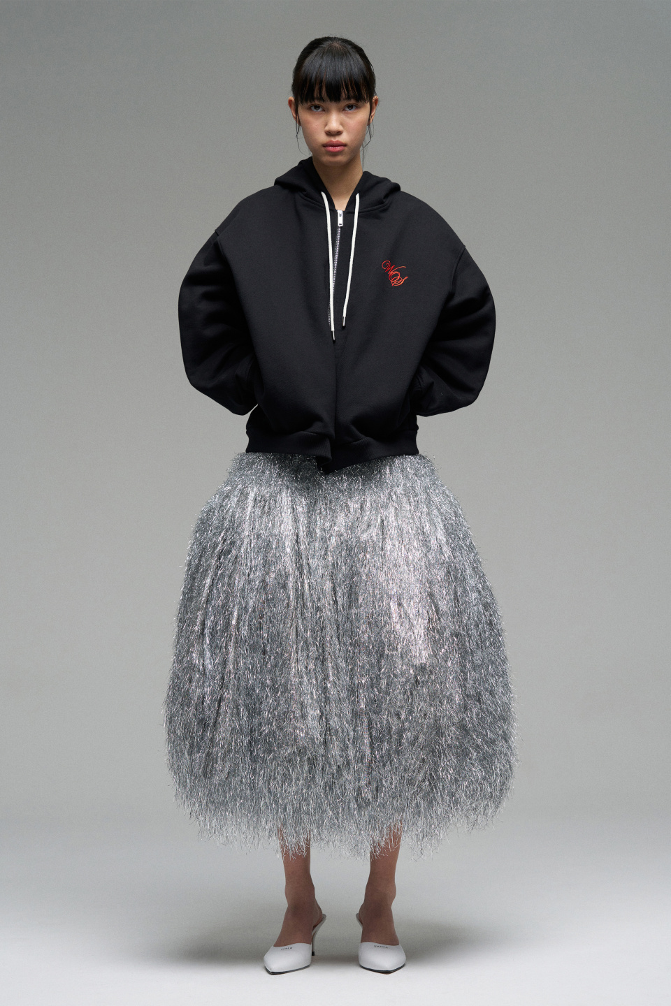 Хлопковое худи с вышивкой бренда, фото 1