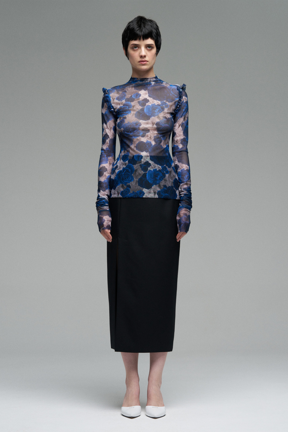 Эластичный топ с рюшами, фото 1